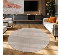TT Home Alfombra De Pelo Largo Suave Monocromo Moderna, Color:Beige, Tamaño:160 cm Redondo