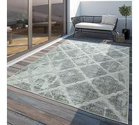 TT Home Alfombra Exterior Terraza Cocina Salon Estilo Nordico Etnica Patrón Geométrico, Color:Gris, Tamaño:160x230 cm