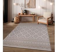 TT Home Alfombra Exterior Terraza Cocina Salon Moderna Triangulos Boho Chic Patrón Geométrico, Color:Beige 2, Tamaño:80x250 cm