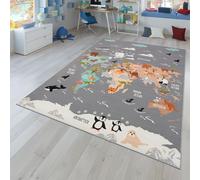 TT Home Alfombra Habitación Infantil De Juego Coches Infantil Animal Antideslizante, Color:GrisAzulMarron, Tamaño:200x290 cm