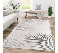 TT Home Alfombra Habitación Salon Dormitoro Pelo Corto Patrón Geométrico 3D Abstract, Color:Beige Claro Gris, Tamaño:80x150 cm