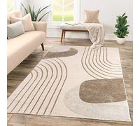 TT Home Alfombra Habitación Salon Dormitoro Pelo Corto Patrón Geométrico 3D Abstract, Color:Beige Crema, Tamaño:120x160 cm