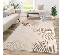 TT Home Alfombra Habitación Salon Dormitoro Pelo Corto Patrón Geométrico 3D Abstract, Color:BeigeOcre, Tamaño:160x230 cm