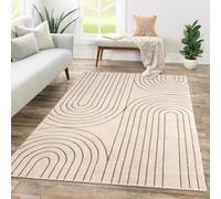 TT Home Alfombra Habitación Salon Dormitoro Pelo Corto Patrón Geométrico 3D Abstract, Color:Crema, Tamaño:120x160 cm