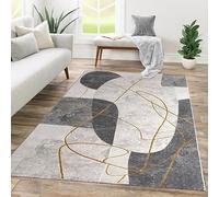 TT Home Alfombra Habitación Salon Dormitoro Pelo Corto Patrón Geométrico 3D Abstract, Color:Gris Beige, Tamaño:160x230 cm