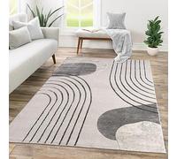 TT Home Alfombra Habitación Salon Dormitoro Pelo Corto Patrón Geométrico 3D Abstract, Color:GrisCrema, Tamaño:240x340 cm