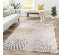 TT Home Alfombra Habitación Salon Dormitoro Pelo Corto Patrón Geométrico 3D Abstract, Color:GrisOro, Tamaño:200x290 cm
