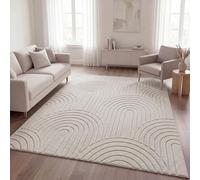 TT Home Alfombra Habitación Salon Pelo Largo Estilo Nordico Abstract Monocromo Lavable, Crema 1, 160x220 cm