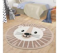 TT Home Alfombra Infantil Bebé para Niños Y Niñas Redonda Moderna, Color:Beige, Tamaño:150 cm Redondo