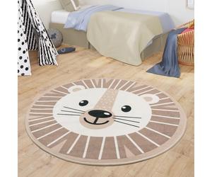 TT Home Alfombra Infantil Bebé para Niños Y Niñas Redonda Moderna, Color:Beige, Tamaño:80 cm Redondo