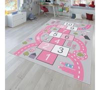 TT Home Alfombra Infantil Juegos Dormitorio Infantil con Dibujos De Calles Rayuela, Rosa, Tamaño:120x160 cm