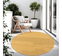 TT Home Alfombra para Exterior Alfombra Cocina Balcón Terraza Diseño Monocolor Moderna, Color: Amarillo, Tamaño:160 cm Redondo