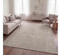 TT Home Alfombra Sala-De-Estar Dormitorio Pelo-Alto Lavable Diseño-Escandinavo Geométrico Abstracto Estilo-Boho Liso 3D, Color:Beige 6, tamaño:200x280 cm