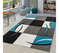 TT Home Alfombra Salón Pelo Corto Moderna Efecto 3D Diseño De Ondas Geométrico, Color:Turquesa 2, Tamaño:240x330 cm