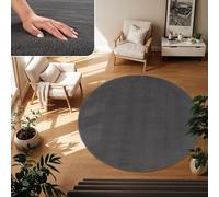 TT Home Alfombra Salón Pelo Corto Monocolor Diseño Moderno Lavable, Color: Antracita, Tamaño:120 cm Redondo