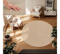 TT Home Alfombra Salón Pelo Corto Monocolor Diseño Moderno Lavable, Color: Beige Oscuro, Tamaño:80 cm Redondo
