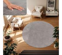 TT Home Alfombra Salón Pelo Corto Monocolor Diseño Moderno Lavable, Color: Gris, Tamaño:160 cm Redondo