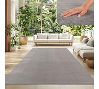 TT Home Alfombra Salón Pelo Corto Monocolor Diseño Moderno Lavable, Color: Gris, Tamaño:300x400 cm