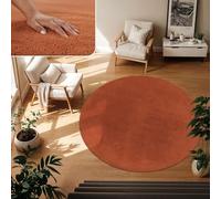 TT Home Alfombra Salón Pelo Corto Monocolor Diseño Moderno Lavable, Color: Naranja Oscuro, Tamaño:120 cm Redondo