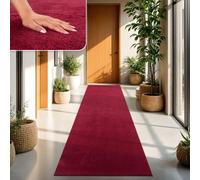 TT Home Alfombra Salón Pelo Corto Monocolor Diseño Moderno Lavable, Color: Rojo, Tamaño:80x150 cm