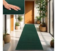 TT Home Alfombra Salón Pelo Corto Monocolor Diseño Moderno Lavable, Color: Verde Oscuro Petróleo, Tamaño:80x150 cm