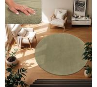 TT Home Alfombra Salón Pelo Corto Monocolor Diseño Moderno Lavable, tamaño:120 cm Redondo, Color:Verde Claro
