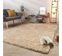TT Home Alfombra Salón Pelo Largo Suave Diseño Moderno Monocolor, Color: Beige, Tamaño:60x100 cm