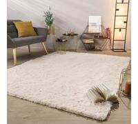 TT Home Alfombra Salón Pelo Largo Suave Diseño Moderno Monocolor, Color: BeigeCrema, Tamaño:60x100 cm