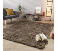 TT Home Alfombra Salón Pelo Largo Suave Diseño Moderno Monocolor, Color: BeigeTaupe, Tamaño:120 cm Redondo