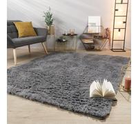 TT Home Alfombra Salón Pelo Largo Suave Diseño Moderno Monocolor, Color: Gris, Tamaño:60x100 cm