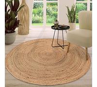 TT Home Alfombra Yute Habitación Salon Dormitoro Redonda Etnica Boho Chic A Mano, Color:Naturaleza 3, Tamaño:120 cm Rund
