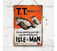 TT Racing Isla de Man Motocicleta Vintage Letrero de metal Decoración Metal Letrero de metal para pared Cartel de metal de 20,3 x 30,5 cm