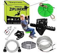 TT TRSMIMA Kit de tirolesa de 100 pies, 120 pies, 150 pies y 180 pies para niños y adultos de hasta 370 libras, carrito de diseño extraíble actualizado y asiento grueso, a prueba de óxido con arnés de