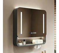 TT-YEC Armario con Espejo De Baño Ligero De Acero Al Carbono, Espejo De Tocador De Pared con Estante para Cosméticos, Interruptor Táctil, Antivaho, Brillo Ajustable,L58cm b