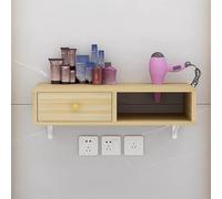 TT-YEC Armario De Almacenamiento De Pared Flotante Para Salón, Estación De Peluquería De Madera Con Soporte Para Secador De Pelo, Equipo De Salón De Belleza Con Cajones,Kl50×w30×h16cm