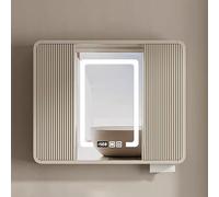 TT-YEC Armario De Baño con Espejo Y Luces LED, Botiquín con Espejo Y Pantalla Táctil Inteligente, Armario De Almacenamiento De Madera Encima del Inodoro,L90cm