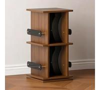 TT-YEC Armario Giratorio De Madera Maciza para Guardar Discos De Vinilo, Mueble De Escritorio Multimedia con Estantes De Acrílico Y Estuche para Discos De Películas,C