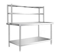 TT-YEC Banco De Trabajo De Preparación De Alimentos De Acero Inoxidable De Alta Resistencia, Mesa Utilitaria De Metal con Divisores Ajustables,Al120xw50xh160cm