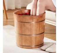 TT-YEC Baño De Pies Tradicional Portátil, Bañera De Madera Para Remojo De Pies, Kit De Spa Para Relajación De Pies Con Cubo De Masaje, Cuenco De Pedicura Con Tapa,A