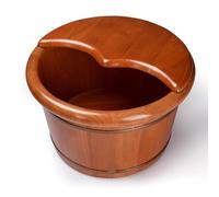 TT-YEC Barril Para Baño De Pies De Roble, Barril Para Baño De Pies De Madera Con Tapa, Barril Para Baño De Pies Independiente Portátil Retro, Barril Para Baño De Pies Suave Y Exquisito,H20cm