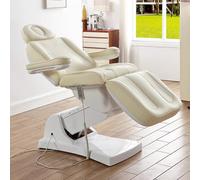 TT-YEC Cama De Masaje Eléctrico Ergonómica, Cama De Spa Profesional Ajustable 4 Motores, Altura 58-88 CM Ajustable, Reclinable Silla De Belleza, SPA Estiramiento Silla, Off-White