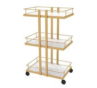 TT-YEC Carro De Peluquería Multifuncional De Metal, Estante Móvil Con Ruedas De Tres Niveles, Organizador De Herramientas De Peluquería,Oro