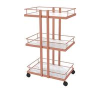 TT-YEC Carro De Peluquería Multifuncional De Metal, Estante Móvil Con Ruedas De Tres Niveles, Organizador De Herramientas De Peluquería,Rose gold