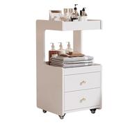 TT-YEC Carro De Salón De Belleza De Madera, Carro De Peluquería Con Ruedas, Carro De Herramientas De Estilista De 4 Niveles Y 2 Cajones, Banco De Trabajo Móvil,E