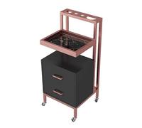 TT-YEC Carro De Trabajo Móvil Para Peluquería, Mesa De Trabajo Para Peluquero Con 2 Cajones, Soporte Para Secador De Pelo, Armario De Trabajo Para Peluquería Con 4 Ruedas,D