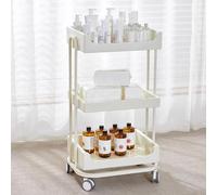 TT-YEC Carro Portaherramientas Para Salón De Belleza, Cajonera Con Ruedas Giratorias De 360°, Carro De Estilista De Tres Niveles De Pie, Blanco,Cream color a