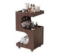 TT-YEC Carro Profesional Rodante Para Peluquería, Carro De Almacenamiento De Herramientas De Peluquería De Madera, Organizador De Almacenamiento En Forma De S Para Spa De Belleza,Walnut