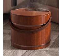 TT-YEC Cubo De Baño De Pies Vintage De Madera Con Asa Y Tapa, Baño De Pies Espesado Para El Hogar, Cubo De Pedicura De Cedro, Juego De Relajación Para El Cuidado De Los Pies,B30cm