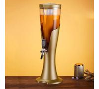 TT-YEC Dispensador De Bebidas Tipo Torre De Cerveza De 3 L/0,8 Galones con Linterna LED De Colores, Grifo Y Tubo para Hielo, Dispensador De Bebidas Frías De Sobremesa,Oro