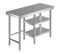 TT-YEC Encimera Multifuncional De Acero Inoxidable con Patas Ajustables, Mesa De Cocina Abierta De Doble Capa con Estante De Almacenamiento Inferior,L180×w80×h80cm